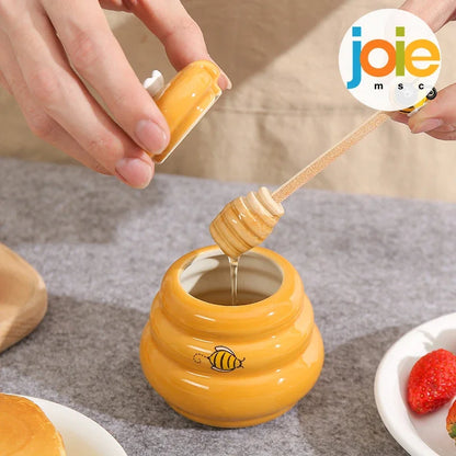 Joie Ceramic Honey Storage jar 150ml And Dipper Honey Jar With Lid Honey Stir Bar For Honey Jar Supplies Kitchen Tools