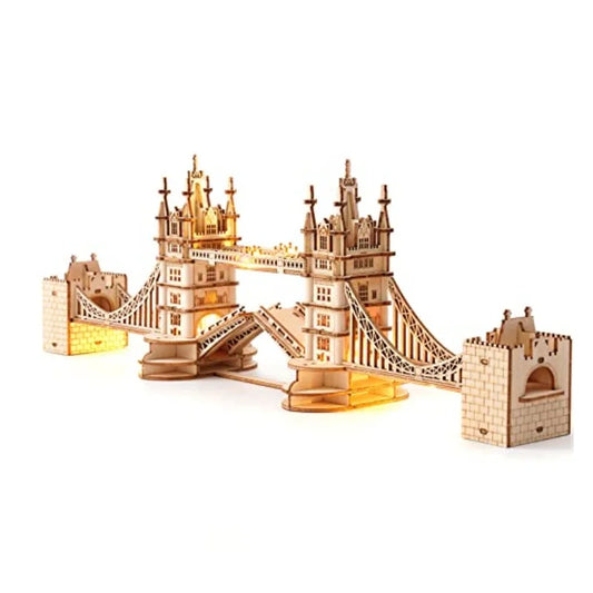 Robotime 3D Wooden Puzzle Game, Tower Bridge for Children Adult Gift DIY With Light, Christmas Gift