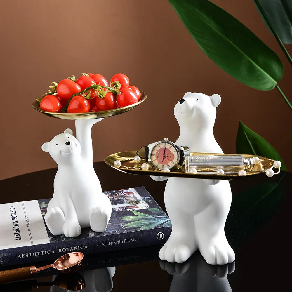 Creative Polar Bear Floor-to-ceiling Decoration Living Room Entrance Tray Hotel TV Cabinet Home Decor Fruit Tray