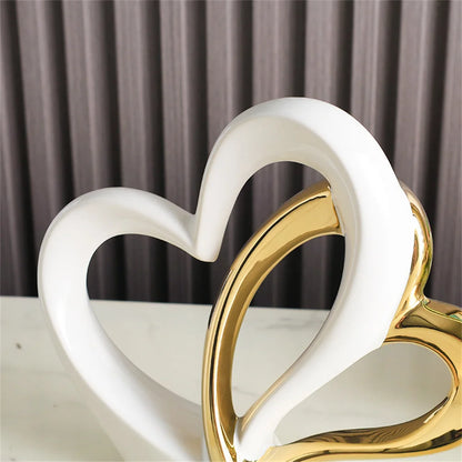 Modern Art Heart Shaped Statue Nordic Minimalist Living Room DIY Decoration Electroplated Ceramic Ornament Table Love Sculpture