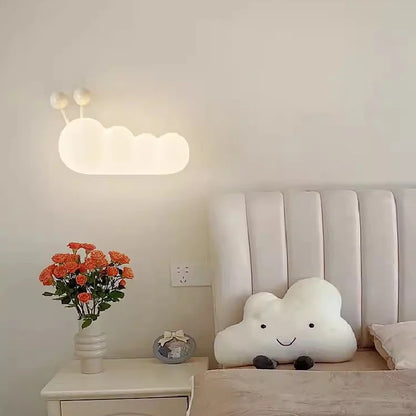 Pink Rabbit Lamp On White Clouds Cute Girl Bedroom Bedside Wall Lamps Modern Cartoon Children's Room Princess Room Wall Lights