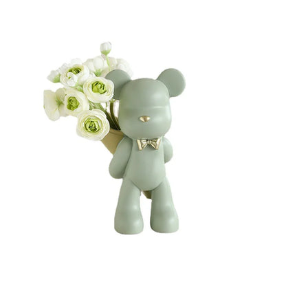 Luxury Bear Holding Flower Vase Indoor Decoration Home Room Wedding Decoration Ins Wind Simple Modern Decoration