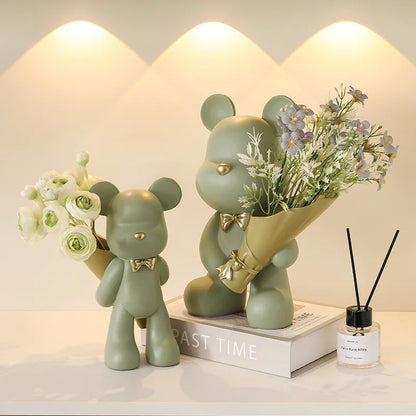 Luxury Bear Holding Flower Vase Indoor Decoration Home Room Wedding Decoration Ins Wind Simple Modern Decoration