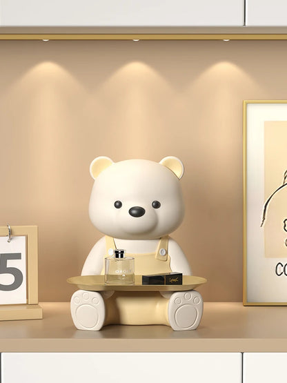 Modern Cartoon Bear Figurine, Key Storage Tray, Cream Wind Home Decoration, Living Room Porch Table Accessories, Creative Gift