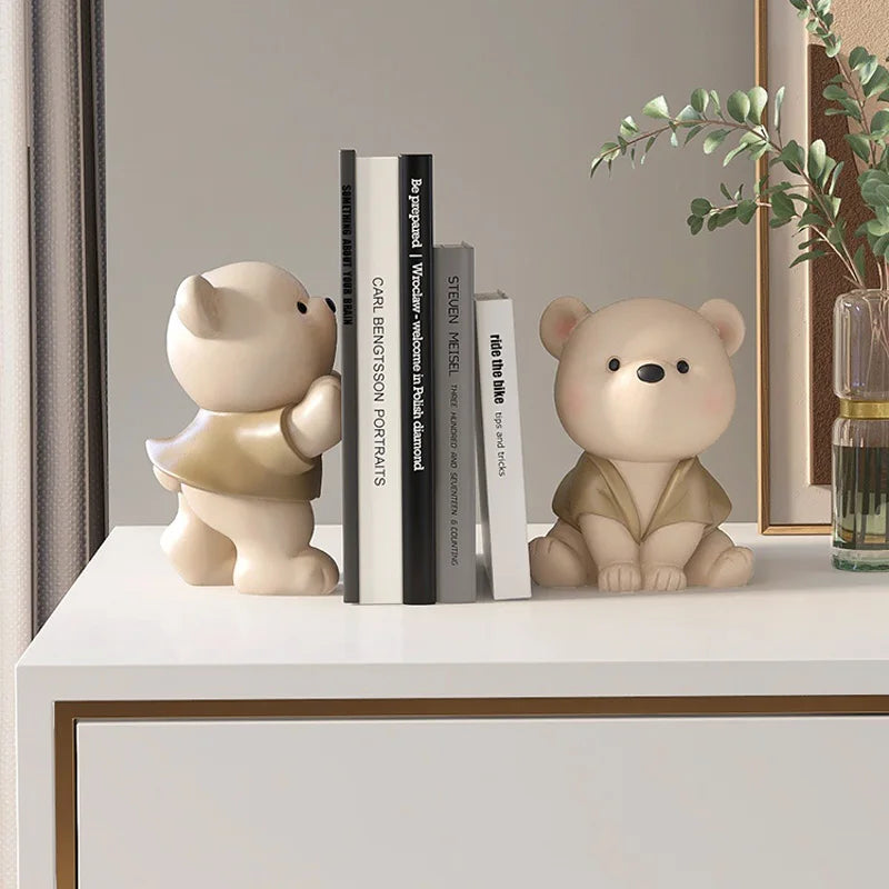 Bear Book End Figurine Cream Style, Little Decorations, Living Room, Hallway, Wine Cabinet, Bookcase, Home Decor, Birthday Gift