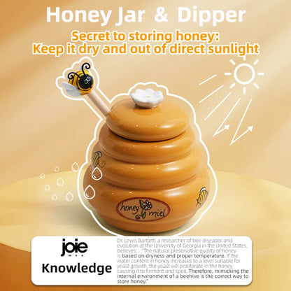 Joie Ceramic Honey Storage jar 150ml And Dipper Honey Jar With Lid Honey Stir Bar For Honey Jar Supplies Kitchen Tools