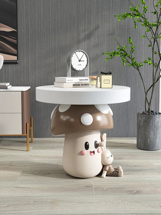 Nordic Style Home Decor Mushroom Statue Side Table Creative Indoor Statue Ornaments Room Decor Bedside Cabinet Housewarming Gift