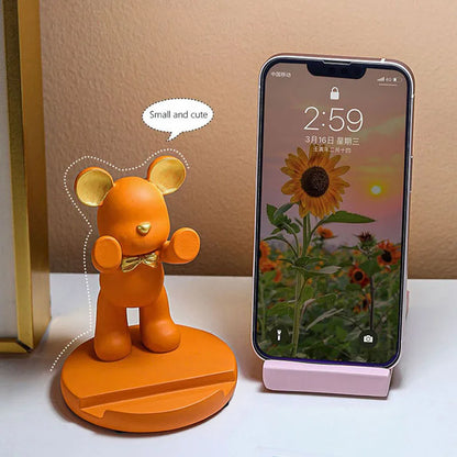 NORTHEUINS Resin Violent Bear Miniature Figurines Lazy Mobile Phone Stand Home Living Room Office Desktop Decoration Object Gift