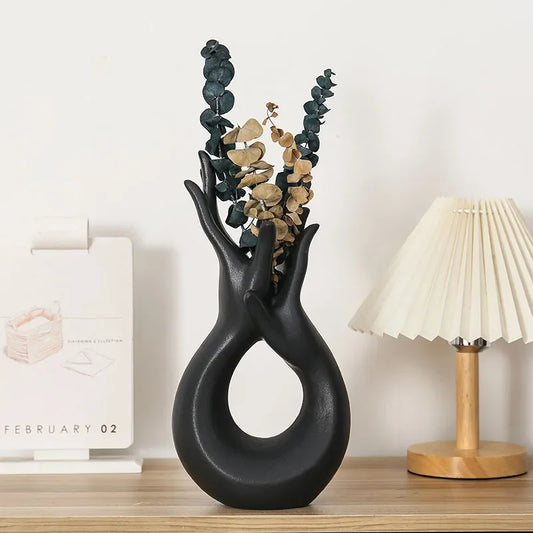 Hot Sell Nordic Abstract Body Art Ceramic Advanced Hand Vase Decoration Crafts Creative Living Room Decoration Ornaments