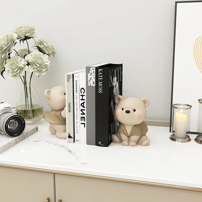 Bear Book End Figurine Cream Style, Little Decorations, Living Room, Hallway, Wine Cabinet, Bookcase, Home Decor, Birthday Gift