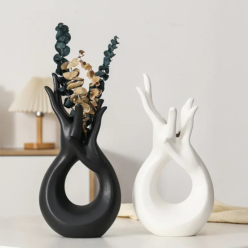 Hot Sell Nordic Abstract Body Art Ceramic Advanced Hand Vase Decoration Crafts Creative Living Room Decoration Ornaments