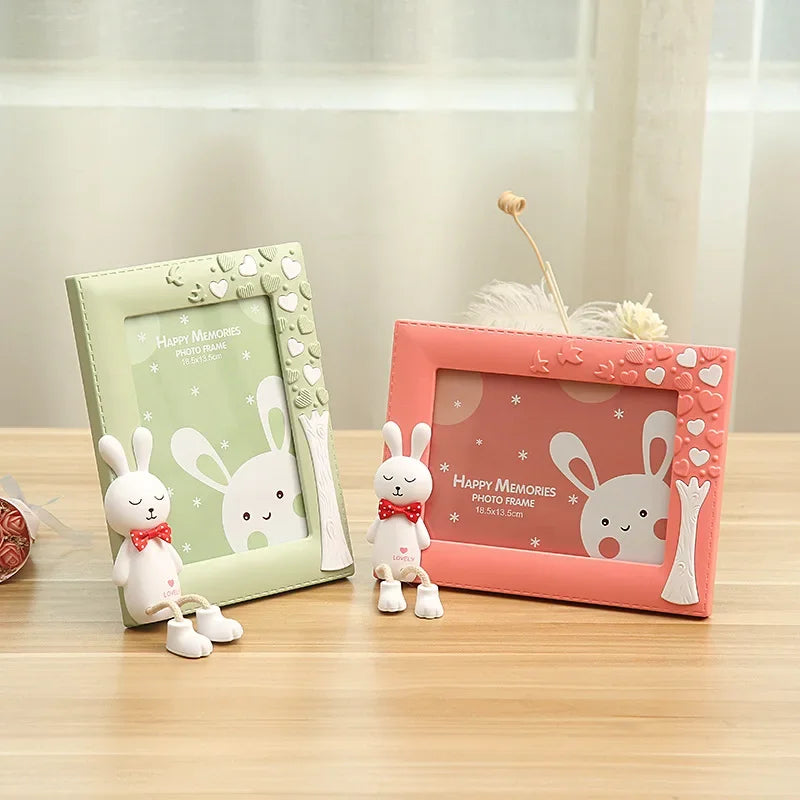 7 Inch Cartoon Cute Rabbit Photo Frame Kindergarten Student Photo Frame Horizontal Children's Table Creative