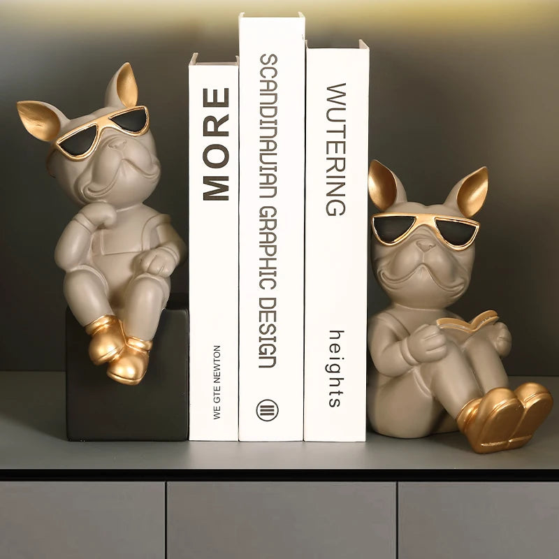 French Bulldog Bookend Sculptures Dog Butler Live room Statue House Decoration Desk Table Resin Art Animal Nordic Home Decor