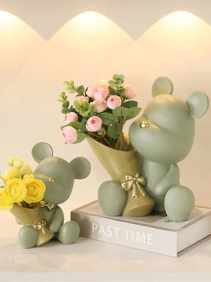 Luxury Bear Holding Flower Vase Indoor Decoration Home Room Wedding Decoration Ins Wind Simple Modern Decoration