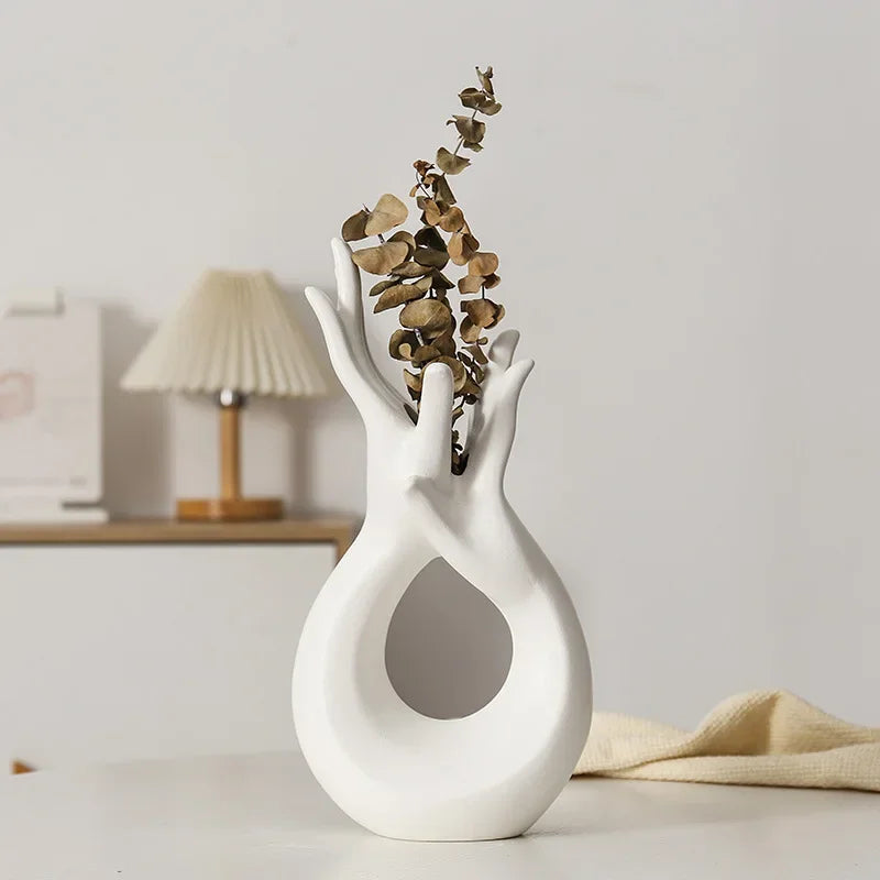 Hot Sell Nordic Abstract Body Art Ceramic Advanced Hand Vase Decoration Crafts Creative Living Room Decoration Ornaments