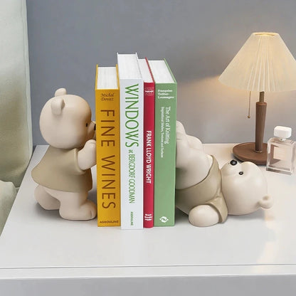 Bear Book End Figurine Cream Style, Little Decorations, Living Room, Hallway, Wine Cabinet, Bookcase, Home Decor, Birthday Gift