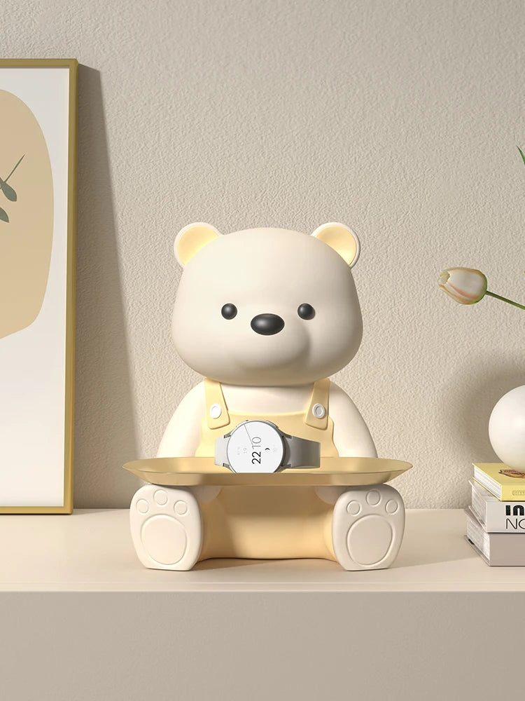 Modern Cartoon Bear Figurine, Key Storage Tray, Cream Wind Home Decoration, Living Room Porch Table Accessories, Creative Gift