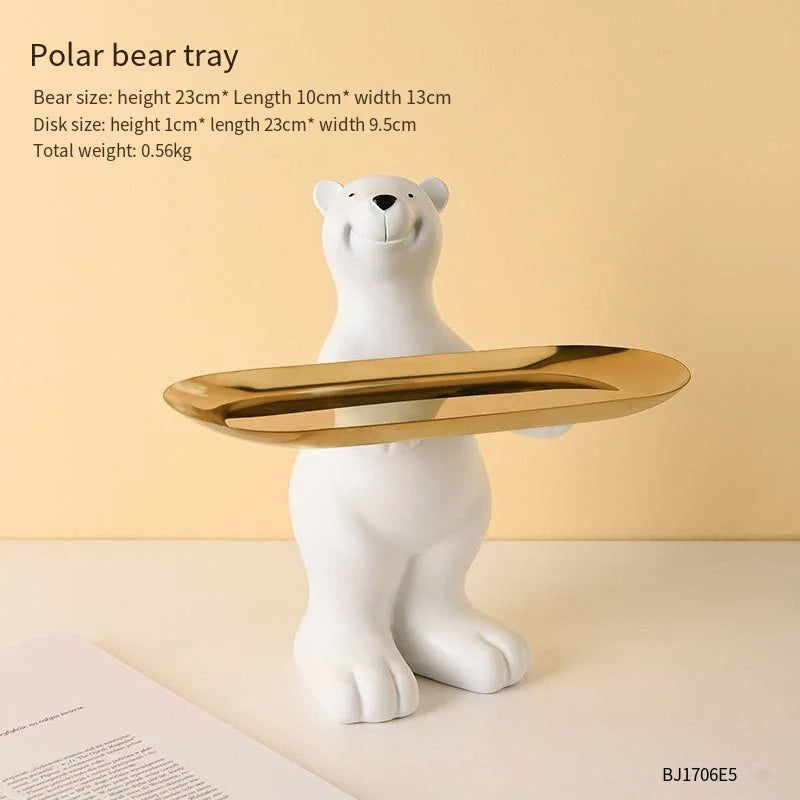 Creative Polar Bear Floor-to-ceiling Decoration Living Room Entrance Tray Hotel TV Cabinet Home Decor Fruit Tray